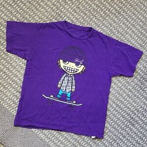 Tony Hawk Purple Short Sleeve‎ Tee with Cartoon Graphic